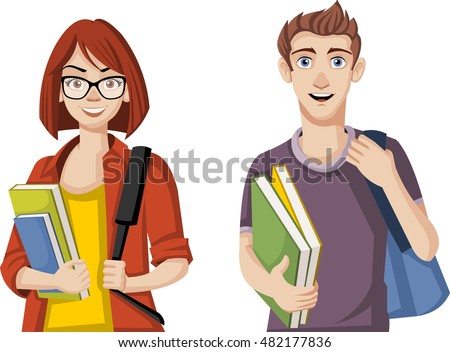 Group Cartoon Teenager Students Stock Vector 104066015 - Shutterstock