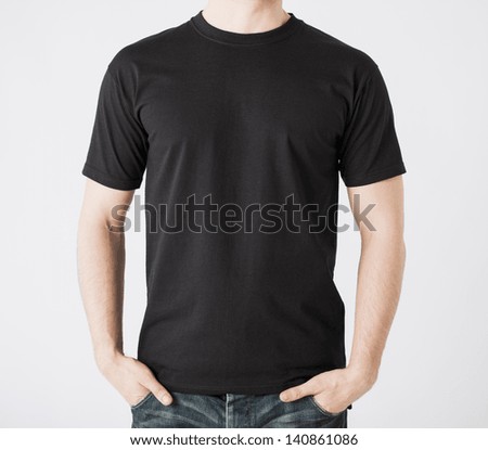 close up of man in blank t-shirt