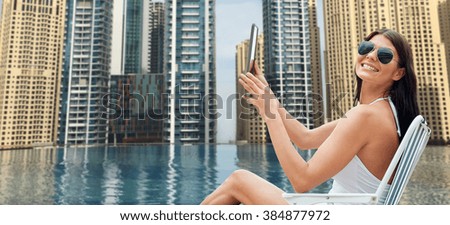 Summer Vacation Tourism Travel Holidays And People Concept Smiling Young Woman With Summer Vacation Tourism Travel Holidays And People Concept Smiling Young Woman With