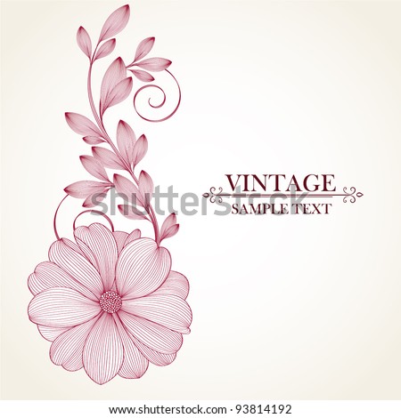 Hand-drawing floral background with flower dahlia. Element for design. Vector illustration.
