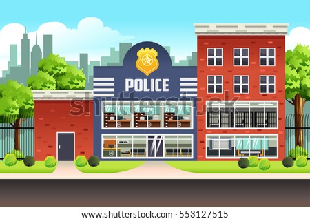 Vector Illustration Police Station Stock Vector 553127515 - Shutterstock