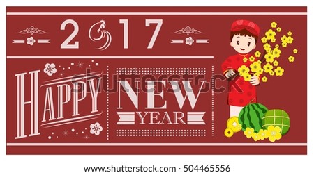 2017 new year banner vietnamese traditional style