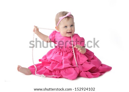 Adorable Little Baby Girl Pink Dress Stock Photo 120766072 - Shutterstock