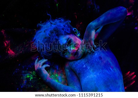 neon boy neon colors on face stock photo edit now 1115391215