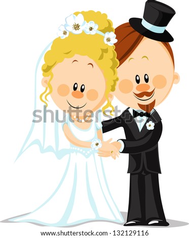 bride and groom - stock vector