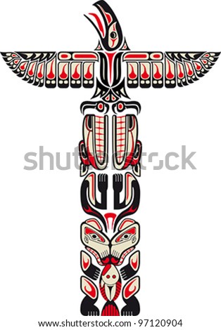 Haida style totem pattern created with animal images. Vector ...