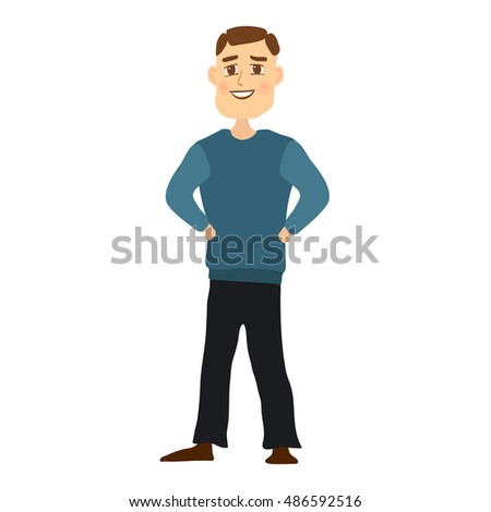 Smiling Fit Cartoon Man Smiles Camera Stock Vector 168398150 - Shutterstock