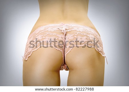 Beautiful nude ass in rose Lacy underwear.