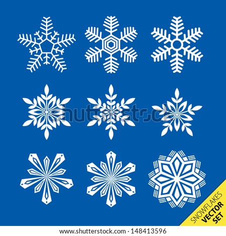 Vector Set Simple Snowflakes Stock Vector 120197167 - Shutterstock