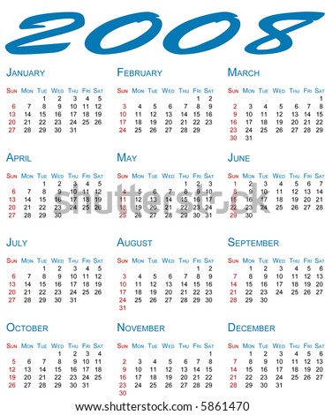 November 2008 Calendar Stock Photos, Images, & Pictures | Shutterstock