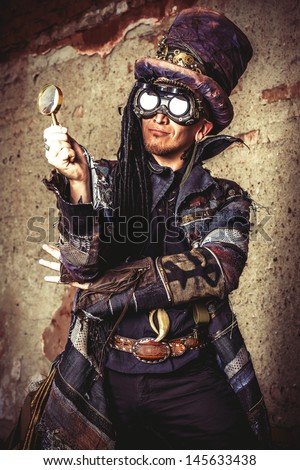 Portrait Steampunk Man Ruins Stock Photo (Royalty Free 