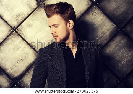 Vogue Shot Handsome Man Black Suit Stock Photo 278027375 