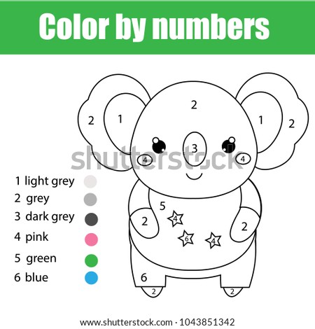Children Educational Game Coloring Page With Cute Koala Color By Numbers Printable Activity