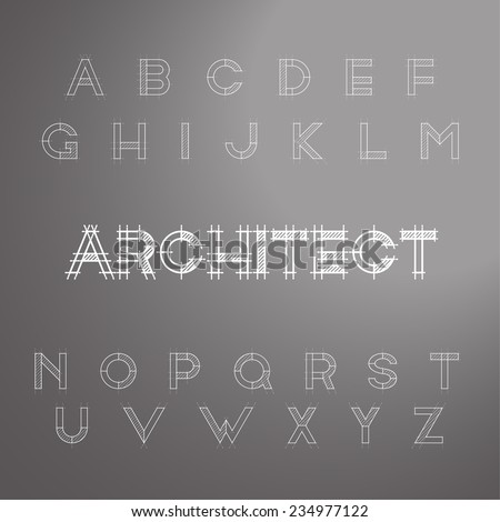 architect font type. vector illustration