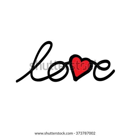 Hand Drawn Love Word With Heart For Valentines Day Vector Graphic Hand Drawn Love Word With Heart For Valentines Day Vector Graphic