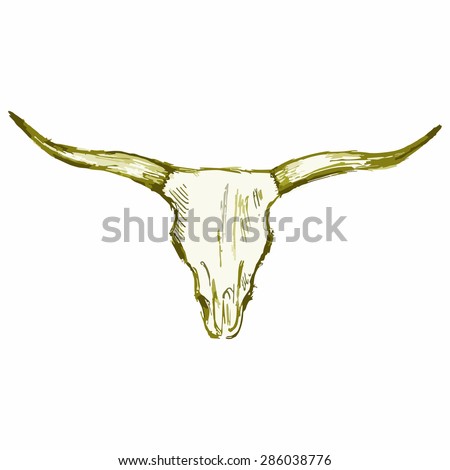 Skull Bull Isolated On Blue Background Stock Vector 159566240