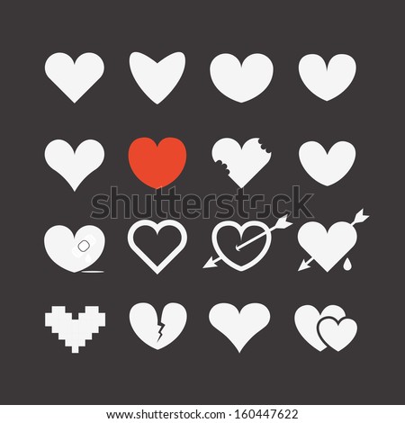 Different abstract heart icons collection