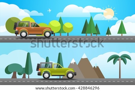 Take Vacation travelling concept. Flat design illustration