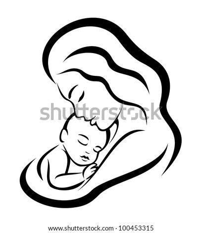 Mother Her Baby Symbol Vector Illustration Stock Vector 100453315 ...