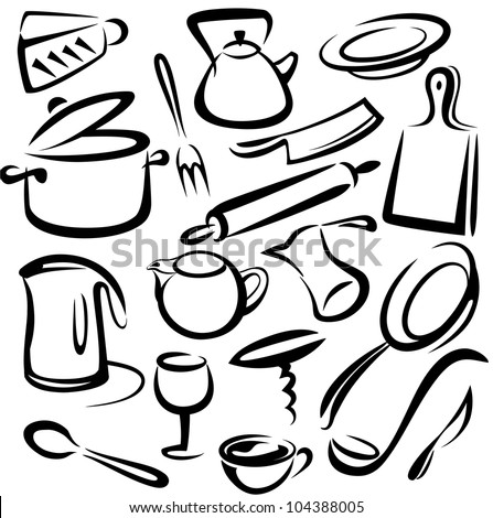 Simple Kitchen Utensils kitchen tools vector illustration set 10. kitchen. vector seamless Simple Kitchen Utensils kitchen tools vector illustration set 10. kitchen. vector seamless
