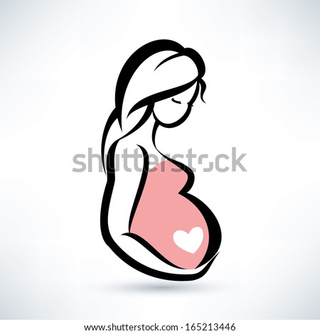 pregnant woman, stylized vector symbol