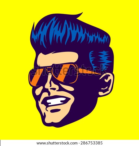 Vintage Retro Cool Dude Man Face Stock Vector 286753385 
