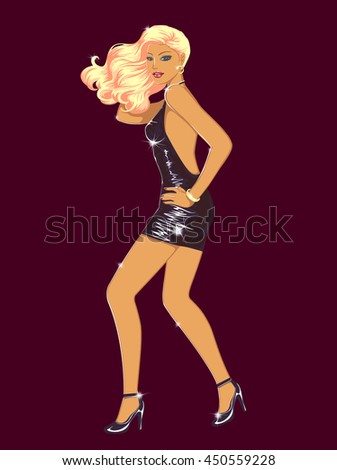 Sexy Glamorous Blond Party Girl Short Stock Vector 450559228 ...