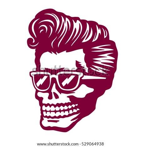 Cool Skull Zombie Head Rockabilly Pomp Stock Vector 