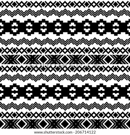 Ethnic Seamless Pattern Aztec Blackwhite Background Stock Vector ...