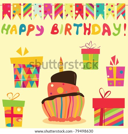 Happy Birthday Card Vector Illustration Stock Vector 79063162 ...