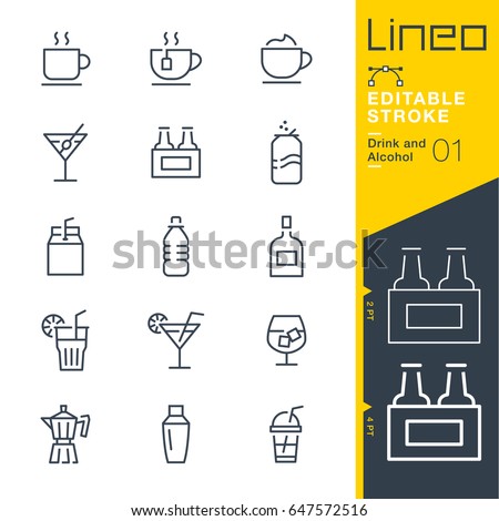 Lineo Editable Stroke - Drink and Alcohol line icons Vector Icons - Adjust stroke weight - Expand to any size - Change to any colour