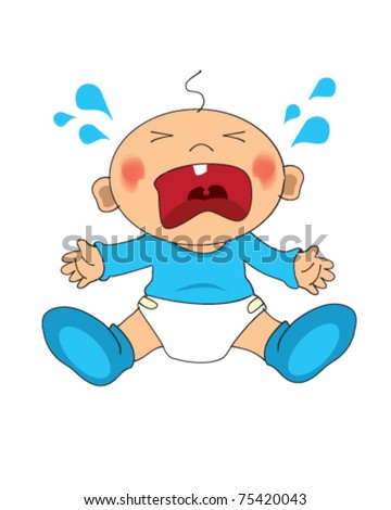 Vector drawing of a crying baby boy - stock vector