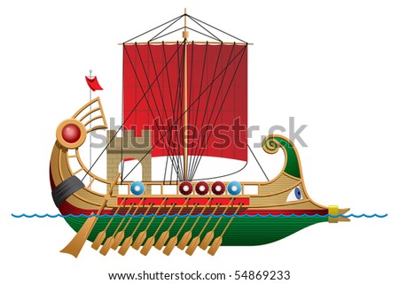 vector illustration of a antique ship. Simple gradients only - no gradient mesh.