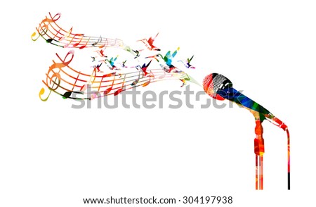 Colorful microphone with hummingbirds