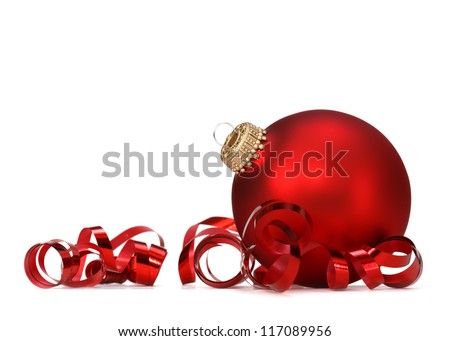 red christmas ball over white background