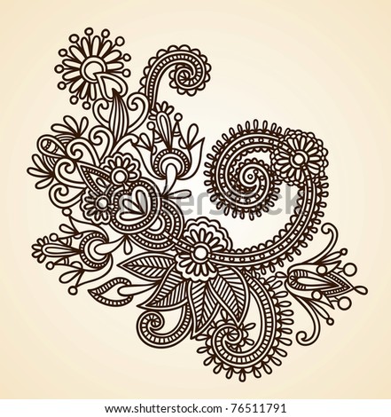 Hand Draw Line Art Ornate Flower Stock Vector 80401636 - Shutterstock