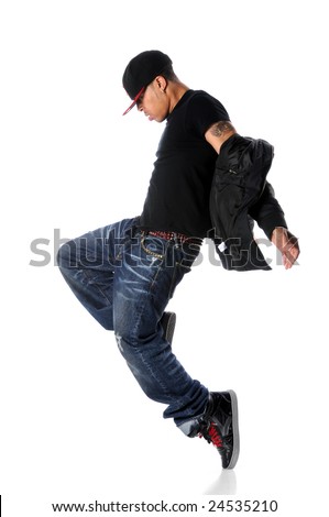 Hiphop Style Dancer Performing Against White Stock Photo 24512275 ...