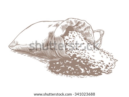 Drawing Sack Rice On White Stock Vector (Royalty Free) 341023688