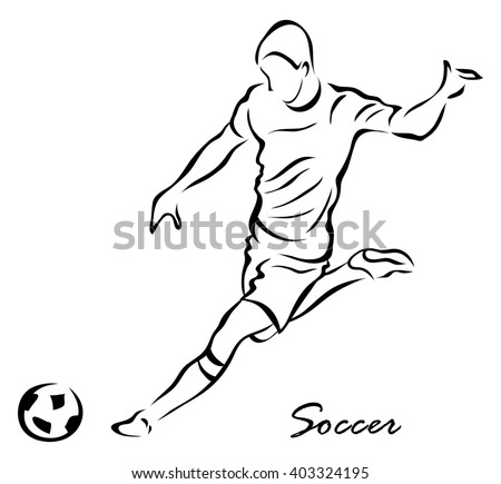 Illustration Shows Football Player Kicks Ball Stock Illustration ...