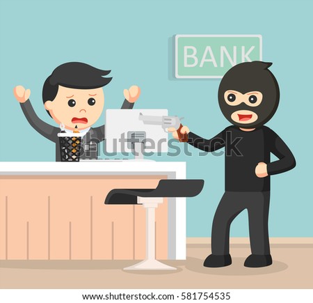 Robber Robbing Bank Color Stock Vector 581754535 - Shutterstock