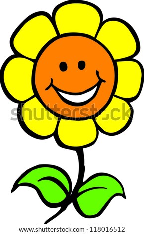 smiling cartoon flower. vector illustration - stock vector