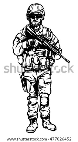 Modern Us Army Soldiers Isolated Black Stock Vector 477026452 ...