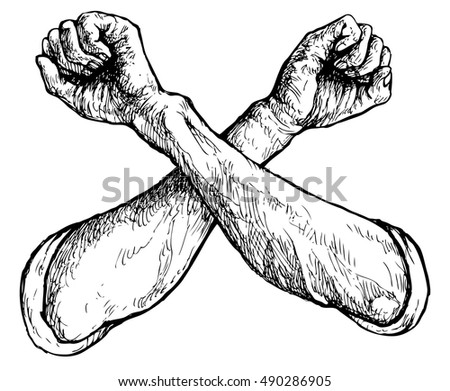 Crossed Arms Fists Hand Drawn Vector 库存矢量图 490286905 - Shutterstock