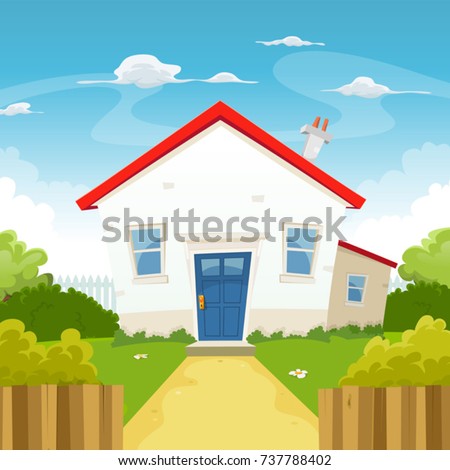 House Illustration Cartoon House Spring Summer Stock Vector 123415348 ...