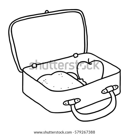 Open Lunch Box Outline Illustration Open Lunch Box Outline Illustration