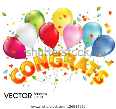 balloons with congratulations - stock vector