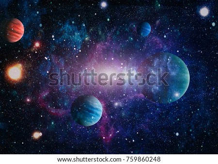 planetas, estrelas e galáxias no espaço sideral mostrando a beleza da exploração espacial.  Elementos fornecidos pela NASA