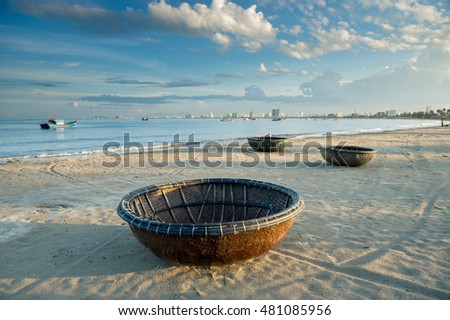 Local boat made from big basket at Danang,Vietnam