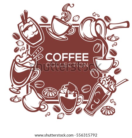 vector design template for your cafe or restaurant with coffee images