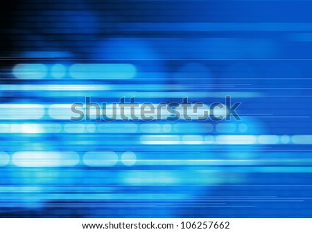 digitally generated image of blue light and stripes moving fast over black background